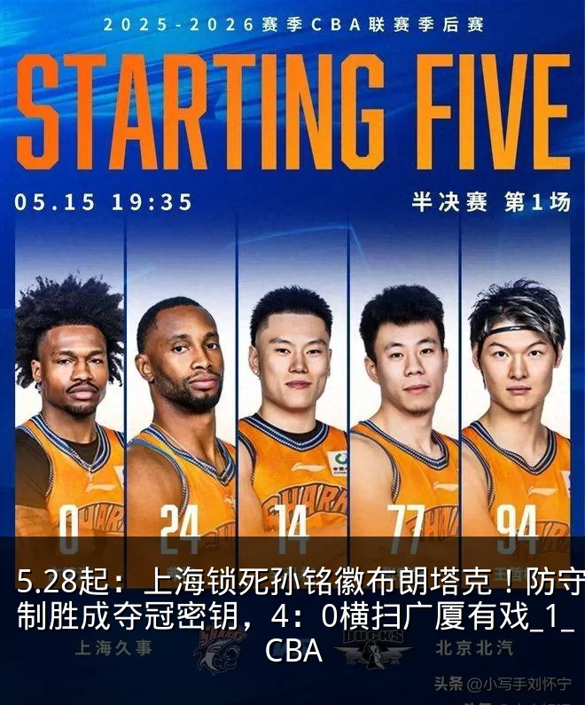5.28起：上海锁死孙铭徽布朗塔克！防守制胜成夺冠密钥，4：0横扫广厦有戏_1_CBA